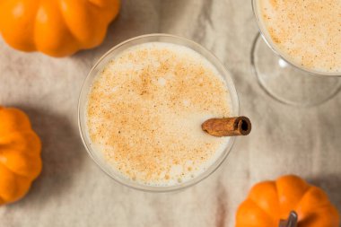 Alkolik Soğuk Balkabağı Baharatlı Martini Kremalı ve Tarçınlı Kokteyl