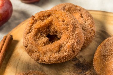 Tarçın ve şekerli ev yapımı elma şarabı çörekleri.