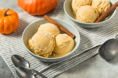 Ev yapımı organik balkabaklı dondurma kasesi.