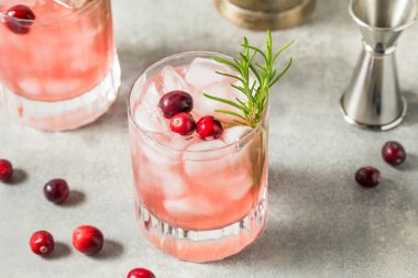 Soğuk kızılcık Noel Punch 'ı Votka ve biberiyeli kokteyl