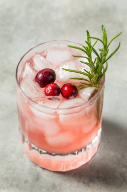 Soğuk kızılcık Noel Punch 'ı Votka ve biberiyeli kokteyl