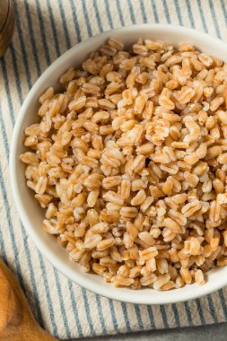 Organik İtalyan Farro pilavı kasede yenir.