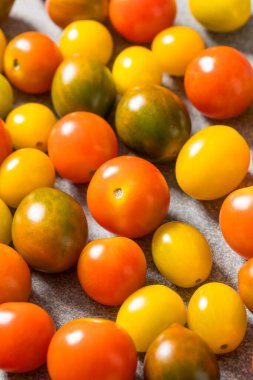 Organik Renkli Aile Yadigarı Kiraz Domatesleri Pişirmek İçin Bir Kase İçinde