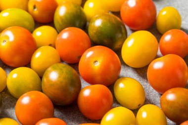 Organik Renkli Aile Yadigarı Kiraz Domatesleri Pişirmek İçin Bir Kase İçinde