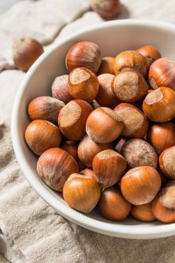 Bir kâsede organik çiğ fındık.