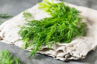 Pişirmek için Çiğ Organik Yeşil Dill Bitkisi