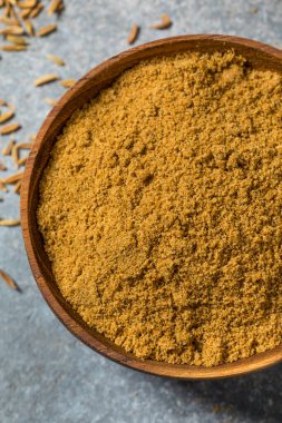 Kahverengi Çiğ Organik Kimyon Bir Kase Baharat