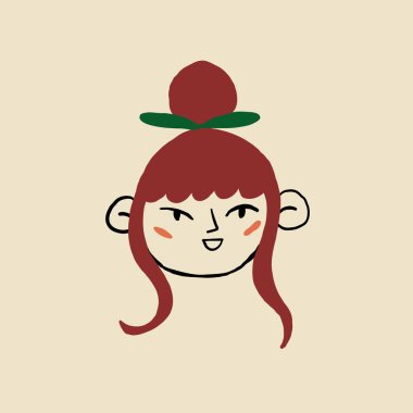 Sevimli karalama karikatür el çizimi kız çizimi, tatlı karalama kızı, tatlı kız. Vektör illüstrasyonu