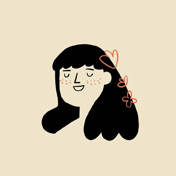 Cute Doodle Kreskówki Ręcznie Rysowane Dziewczyna Ilustracja Cute Doodle Girl — Wektor stockowy
