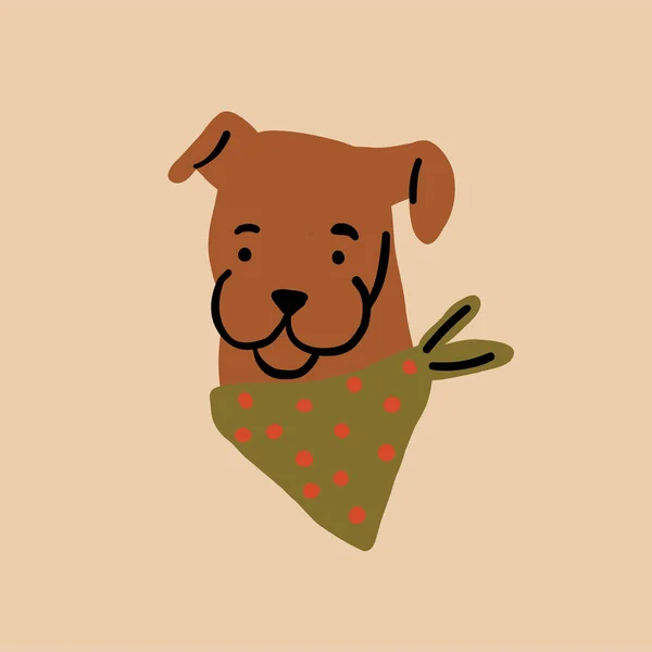 Ilustración Vectorial Perro Con Bandana Retrato Mascota Aislado Ilustración Vectorial — Vector de stock