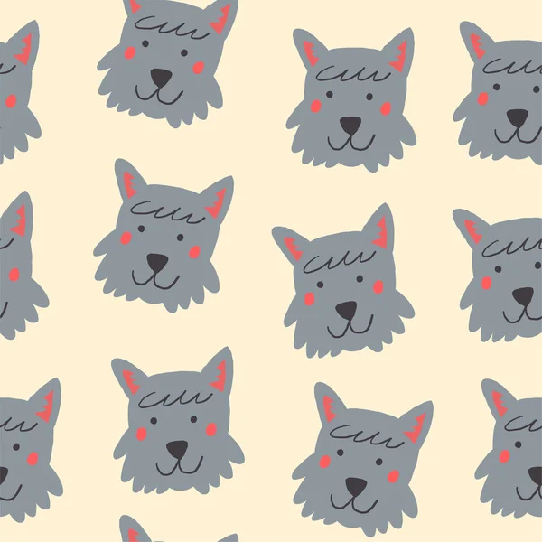 Scottish Terrier Mönster Hundmönster Ljus Bakgrund Vektorillustration — Stock vektor