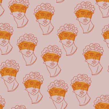 Renkli aksanlı Davut heykelinin kusursuz şekli. Müze modeli. Vektör illüstrasyonu