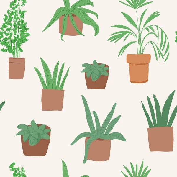 Vecteur Tendance Imprime Les Plantes Dans Style Plat Style Moderne — Image vectorielle