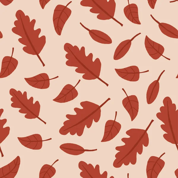 Векторный Бесшовный Рисунок Коричневыми Листьями Бежевом Осенний Рисунок Природы Векторная — стоковый вектор