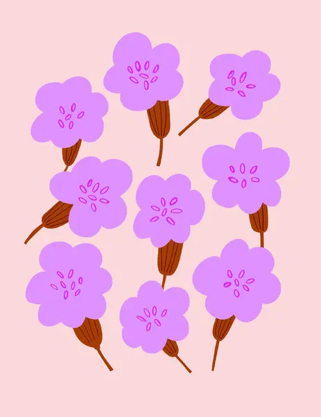 Botanický Plakát Zasadil Květiny Větve Moderní Styl Pastelové Barvy Vektorová Royalty Free Stock Vektory