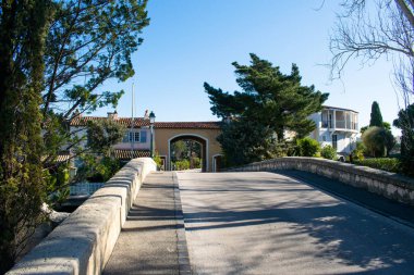 Port Cogolin street with bridge winter time