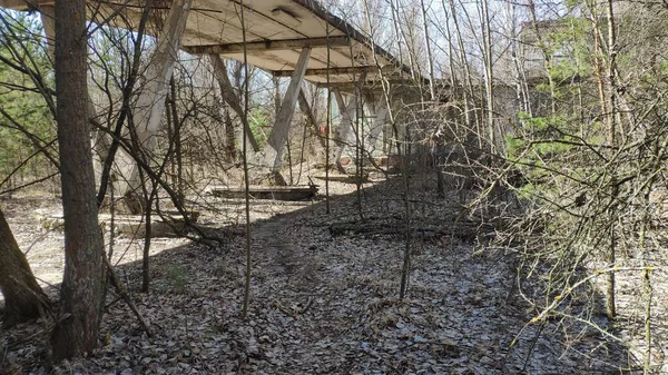 Ukrajina Opuštěný Pripyat Kavárna Blízkosti Říčního Přístavu — Stock fotografie