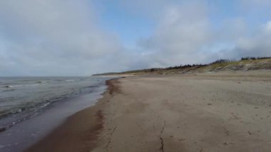 Baltık Denizi kıyısında yürüyorum 