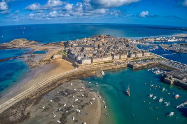 Saint Malo, Fransa Tatil Şehri 'nin Hava Görüntüsü