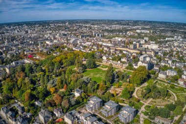 Rennes, Brittany, Fransa 'daki Thabor Park' ın Hava Görüntüsü