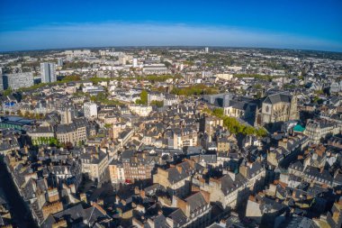 Fransa 'nın Rennes şehrinin havadan görüntüsü, Brittany