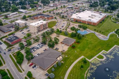 Altoona, Iowa 'nın Des Moine banliyösünün hava görüntüsü