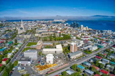 Reykjavik 'in Hava Görüntüsü, İzlanda' nın Hızla Büyüyen Şehir Metro 'su