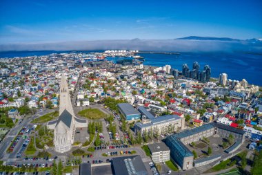 Reykjavik 'in Hava Görüntüsü, İzlanda' nın Hızla Büyüyen Şehir Metro 'su