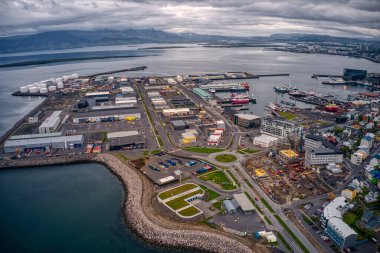Reykjavik 'in Hava Görüntüsü, İzlanda' nın Hızla Büyüyen Şehir Metro 'su