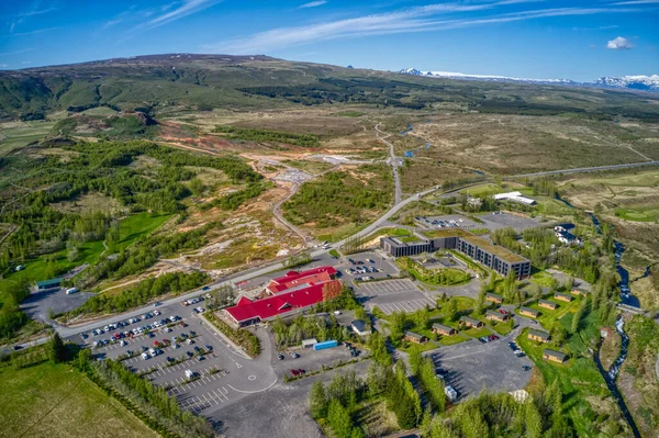 Letecký Pohled Populární Islandskou Turistickou Destinaci Gejzír — Stock fotografie
