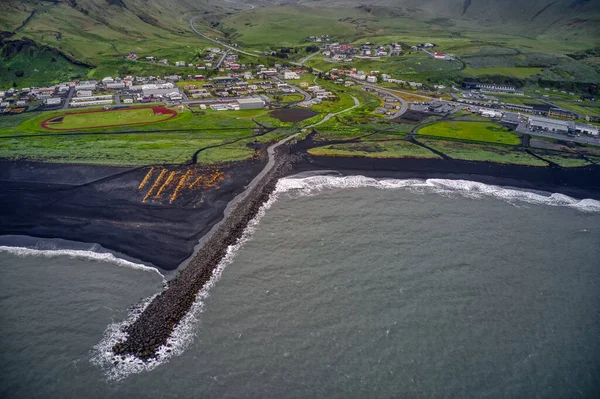 Letecký Pohled Vik Island Během Krátkého Léta — Stock fotografie