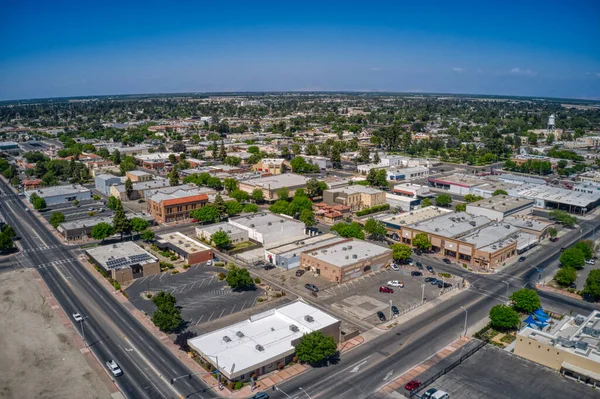 Lkbaharda Kaliforniya Tulare Şehir Merkezinin Hava Görüntüsü — Stok fotoğraf