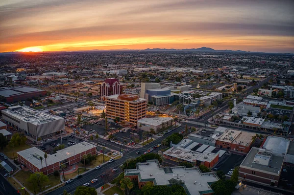 Luftaufnahme Des Sonnenaufgangs Über Dem Phoenix Vorort Von Mesa Arizona — Stockfoto