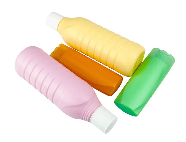 Plastikflaschenmüll Plastikmüll Isoliert Auf Weiß — Stockfoto