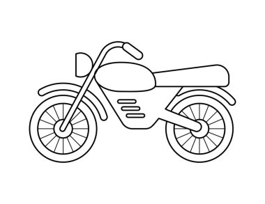 Boyama kitabı şablonu için motosiklet taslağı, çocuk çalışma çizelgesi için motosiklet illüstrasyonu