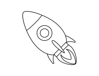 Boyama kitabı şablonu için roket taslağı, çocuk çalışma tablosu yazdırılabilir roket çizimi
