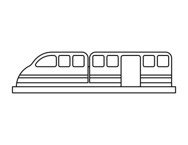 Boyama kitabı şablonu için tren taslağı, çocuk çalışma tablosu yazdırılabilir çizelgesi için tren çizimi