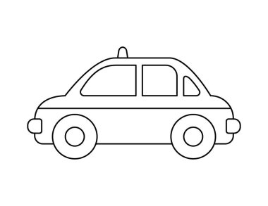 Boyama kitabı şablonu için taksi taslağı, çocuk çalışma çizelgesi için taksi illüstrasyonu