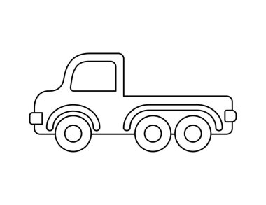 Boyama kitabı şablonu için kamyon taslağı, çocuk çalışma tablosu yazdırılabilir çizelgesi için kamyon çizimi