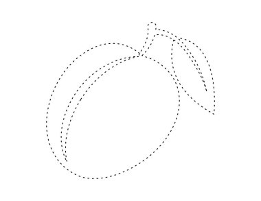 Boyama kitabı şablonu için kesik kayısı taslağı, çocuklar için kayısı çizelgesi basılabilir