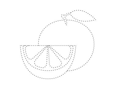 Boyama kitabı şablonu için kesilmiş greyfurt ana hatları, çocuklar için greyfurt çizelgesi basılabilir