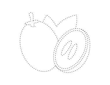 Boyama kitabı şablonu için kesik sapodilla ana hatları, çocuklar için sapodilla resimleme çalışma tablosu yazdırılabilir