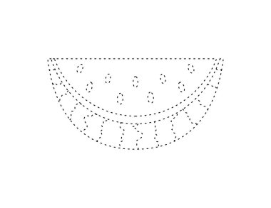 Boyama kitabı şablonu için çizilmiş karpuz çizgisi, çocuklar için karpuz çizelgesi yazdırılabilir