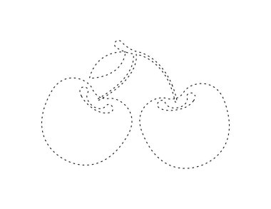 Boyama kitabı şablonu için çizilmiş kiraz çizgisi, çocuklar için kiraz resimleme çalışma tablosu yazdırılabilir