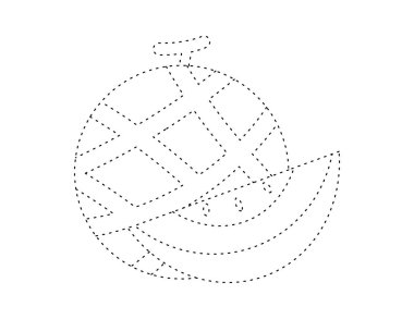 Boyama kitabı şablonu için çizilmiş kavun çizgisi, çocuklar için kavun çizelgesi yazdırılabilir