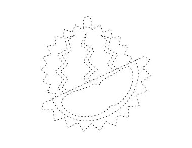 Boyama kitabı şablonu için kesik Durian taslağı, çocuklar için durian resimleme çalışma tablosu yazdırılabilir