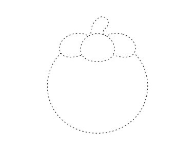 Boyama kitabı şablonu için kesik mangosteen taslağı, çocuklar için mangosteen resimleme çalışma tablosu yazdırılabilir