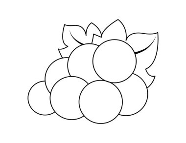 Boyama kitabı şablonu için üzüm ana hatları, çocuklar için üzüm çizelgesi yazdırılabilir