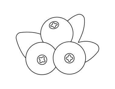 Boyama kitabı şablonu için yabanmersini ana hatları, çocuklar için yaban mersini resimleme çalışma tablosu yazdırılabilir