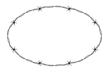 tel dikenli siluet çerçeve, oval şekil, tel çerçeve grafik çizgisi